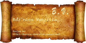 Bénics Vaszilia névjegykártya